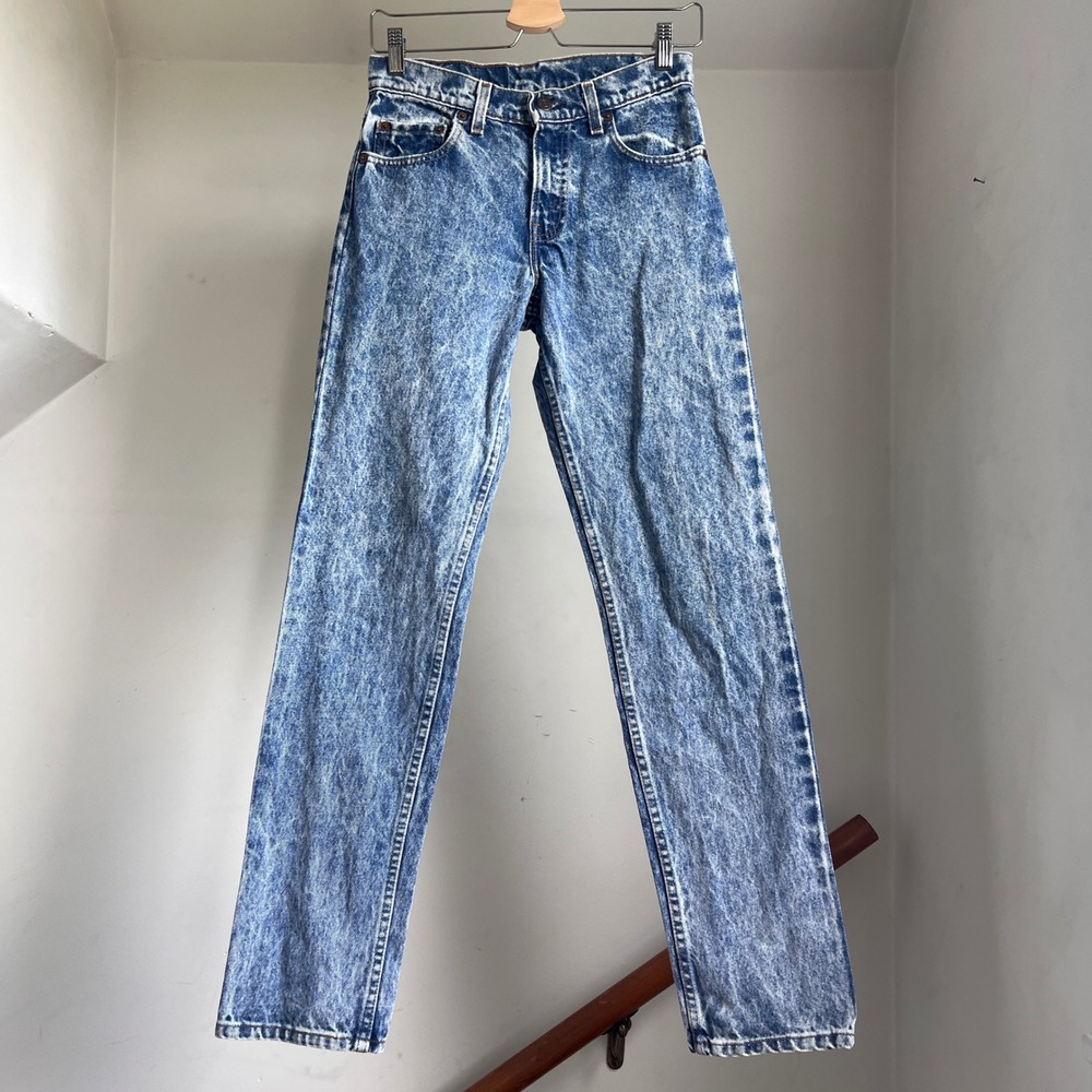 Vintage Levi's 505 Acid Wash Straight Leg Jeans Size 27 Made in USA Cotton 80s